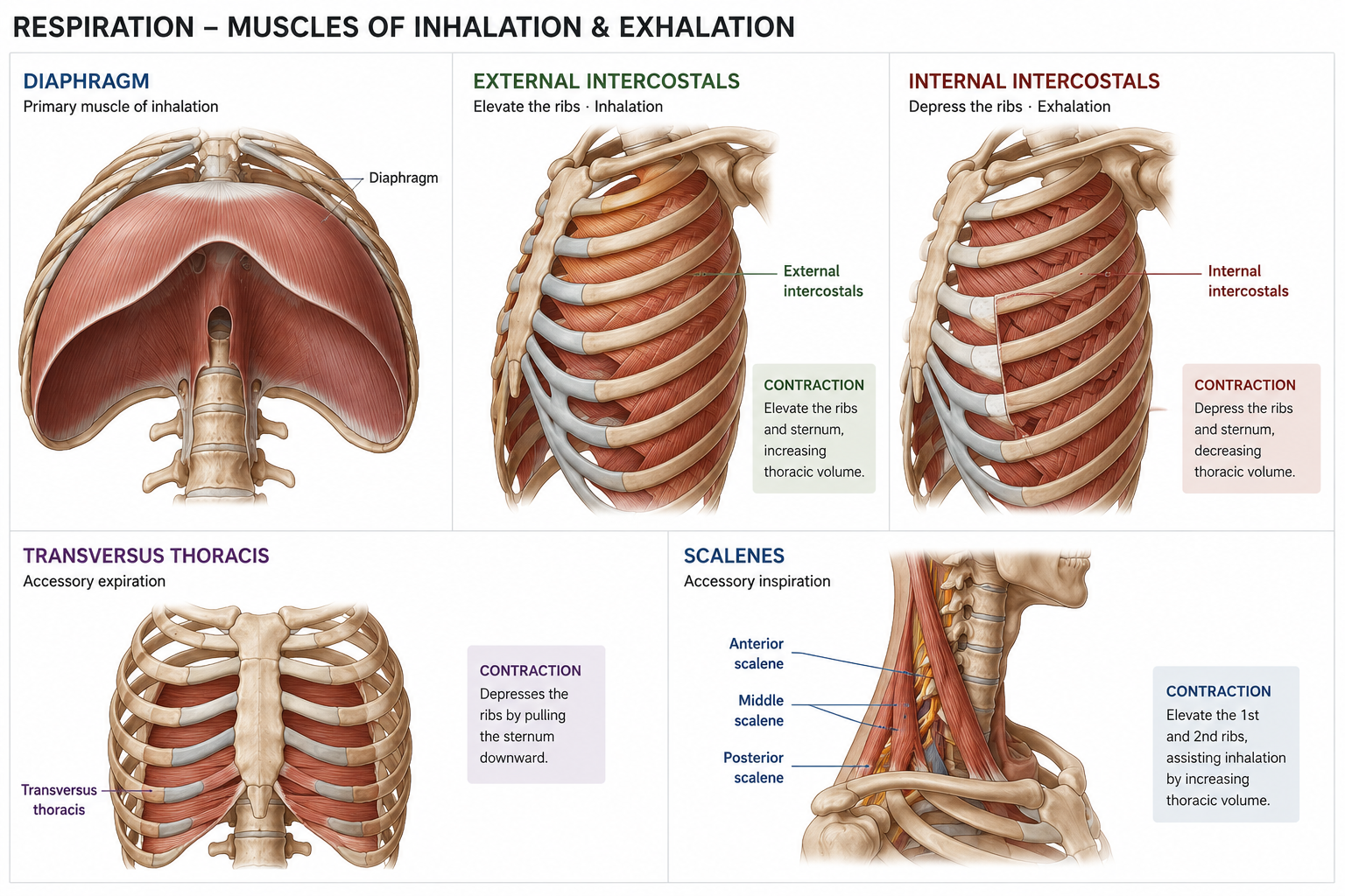 Respiratory muscles anatomy diagram