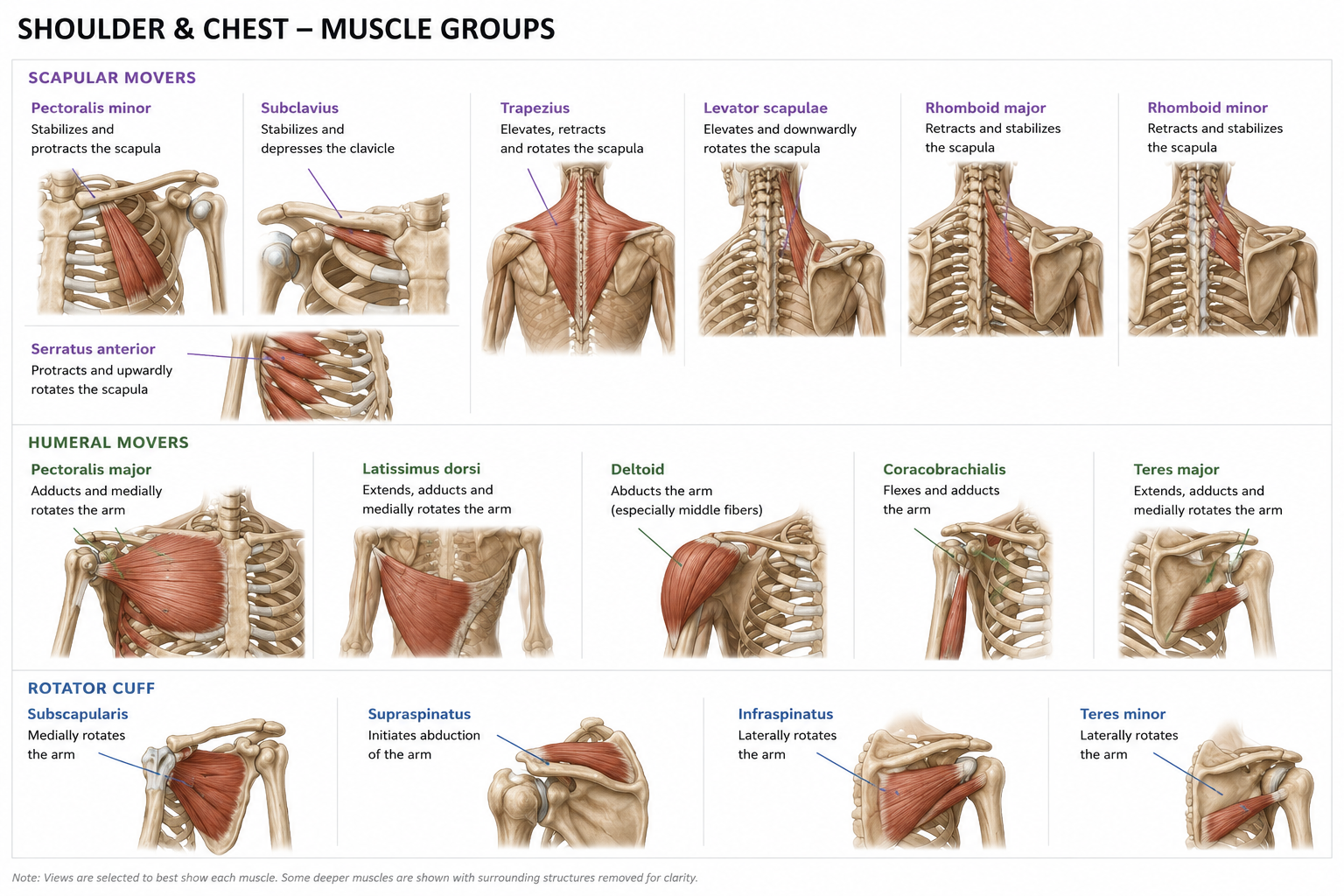Shoulder and chest muscle anatomy diagram