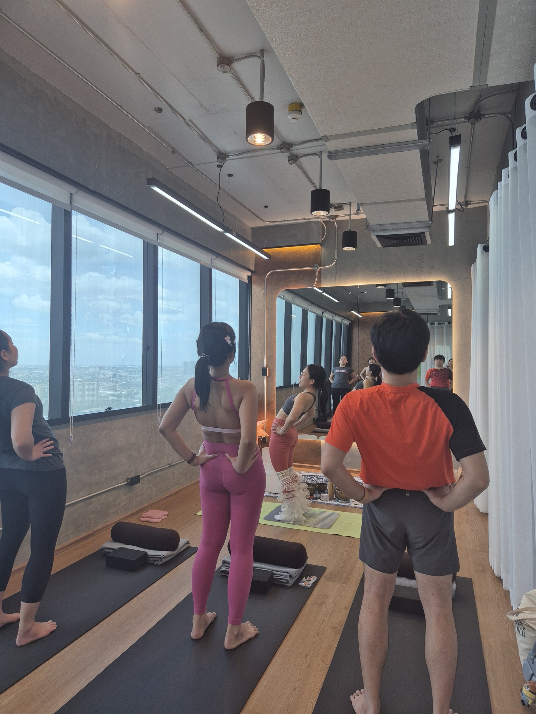 Teaching a class with a city view